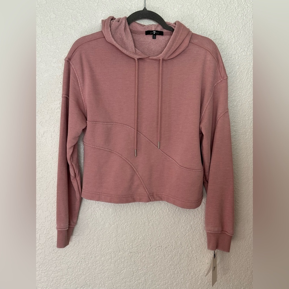 7 For All Mankind women's pink cropped hoodie size XS NWT